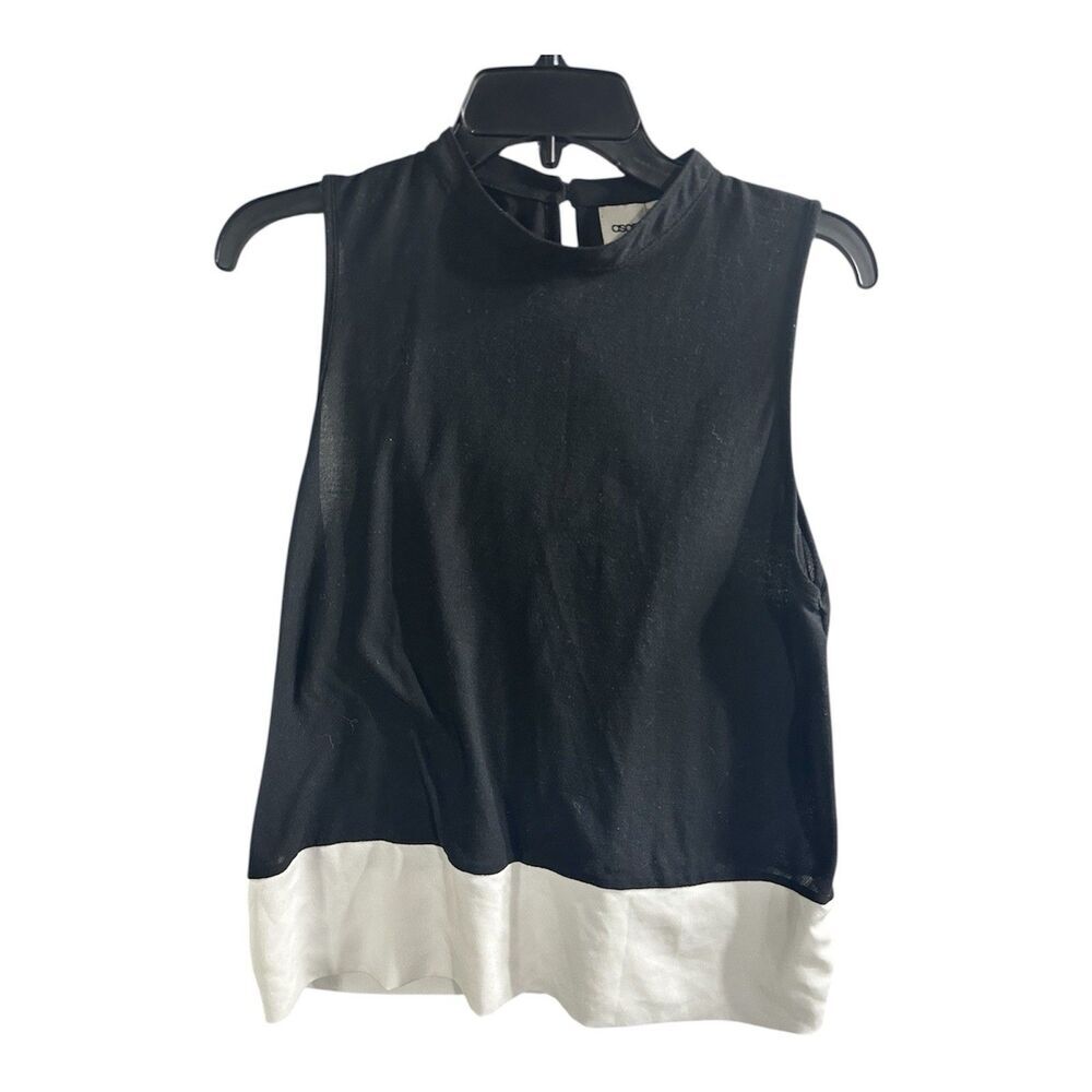 ASOS‎ Black White Sheer Tank Top Blouse Casual Size 8